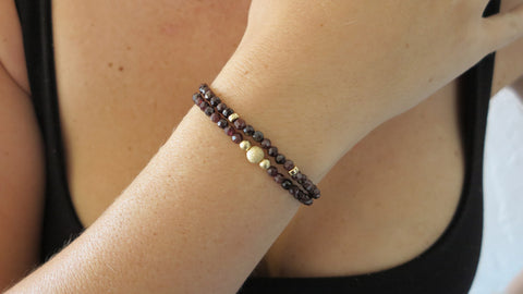 Garnet Beaded Bracelets (Set of 2)