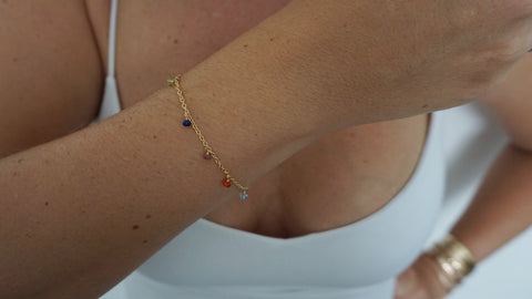 Delicate Multi Semi-Precious Stone Drop Bracelet