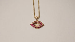 Pavé Ruby Small Lips Necklace