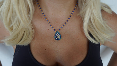 Multi-Blue Teardrop with Blue Onyx Chain