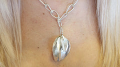 Silver Folded Leaf Pendent